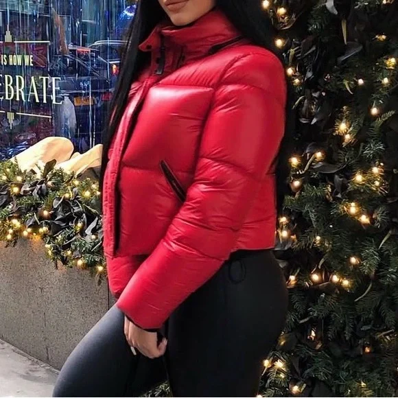 Mackage - Red Puffer Jacket for Women - Quilted Short Winter Coat - Picture 3 of 6